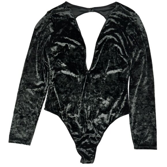 NEW Victorias Secret Size S Green Velvet Bodysuit With Keyhole Back thong snap - Picture 1 of 10